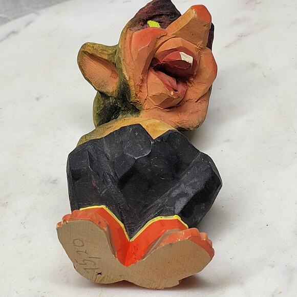 Henning Norway Hand Carved Troll Figurine Signed Vintage Wood Folk Art 7520 - Picture 10 of 11